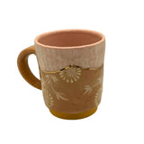 京焼・清水焼　釉彩三島詰唐草マグカップ　ピンク　350ml