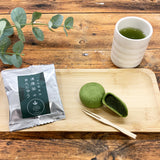 [From Shizuoka Kakegawa Kikugawa] Green tea tea bag with string "Hitotoki" &amp; "Rich Chacha Manju" set using Yame Gyokuro 