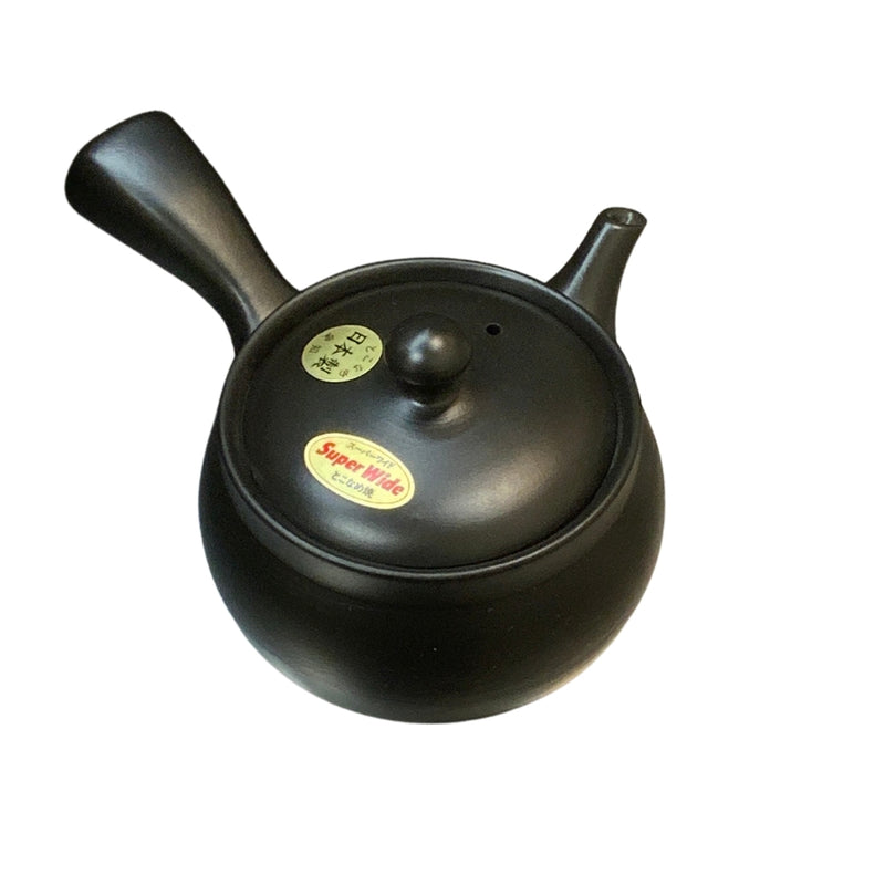 常滑焼帯アミ急須 黒360ml棚カット