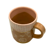 京焼・清水焼　釉彩三島詰唐草マグカップ　ピンク　350ml