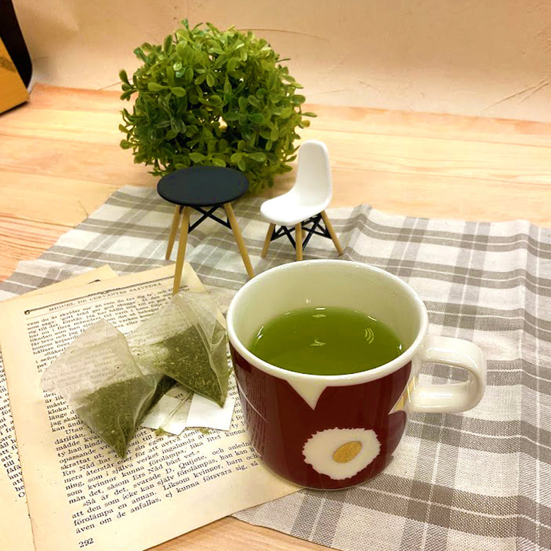 特別価格！静岡＆福岡産紐付き緑茶ティーバッグ抹茶アーモンドチョコセット