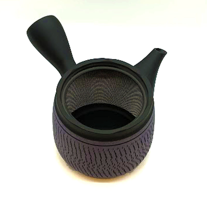 Tokoname-yaki black purple tochiri pattern obi net teapot 400ml