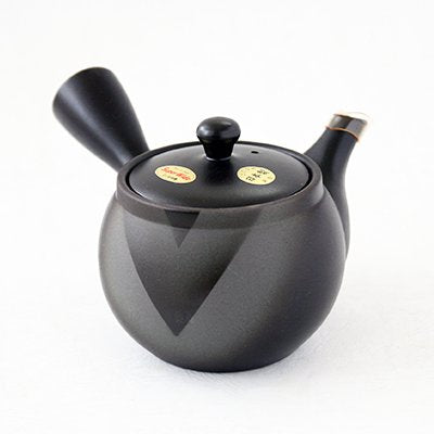 常滑焼 黒泥Ｖ字柄 帯アミ急須 600ml